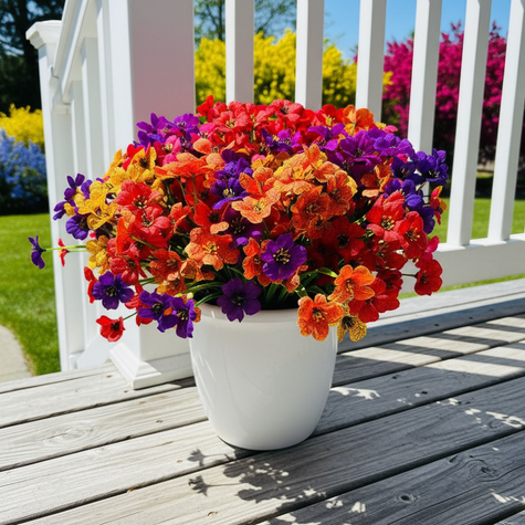 12 Pcs, UV Resistant Artificial Flowers for Outdoor, Garden & Front Yard Decoration - Faux Silk Daisies, Fake Plants Ideal for Porch, Patio, Indoor and Home Decor (Multicolor)