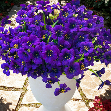 12 Bundles, UV Resistant Artificial Flowers for Outdoor, Garden & Front Yard Decoration - Faux Silk Daisies, Fake Plants Ideal for Porch, Patio, Indoor and Home Decor (Dark Purple)