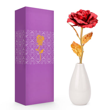 Artificial Rose Flower with Ceramic Vase