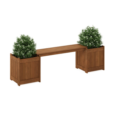 Wooden Planter Bench with Dual Flower Boxes
