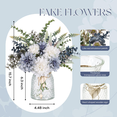 Artificial Silk Flower Arrangement with Glass Vase