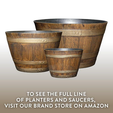 Whiskey Barrel Style Resin Planter