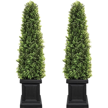 Artificial Boxwood Topiary Tree with Square Pot