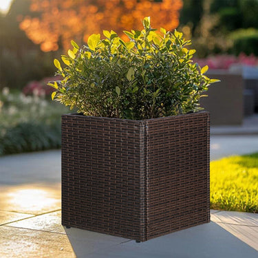 Tall Square Wicker Planter Box with Removable Liner