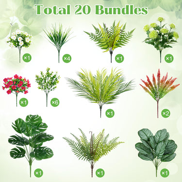 UV-Resistant Artificial Boston Fern Greenery Stems