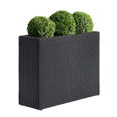 Tall Rectangular PE Rattan Planter with Removable Liner